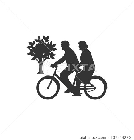 Elderly couple riding bicycle icon Elderly couple riding bicycle icon 107344220