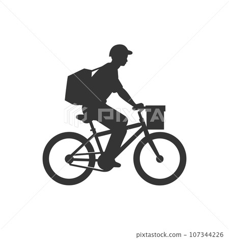 A delivery person riding a bicycle icon 107344226