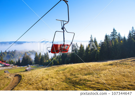 cable car, beautiful views in the autumn of Pilipets-Ukraine 107344647