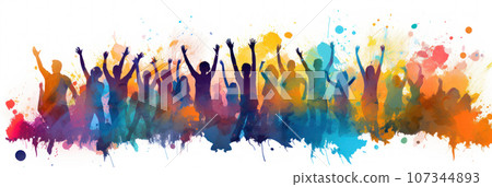 Cheerful people rejoice at the annual Holi 107344893