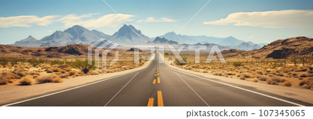 Highway along the mountains and desert Highway along the mountains and desert 107345065