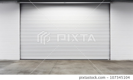 Closed gray roller shutters 107345104