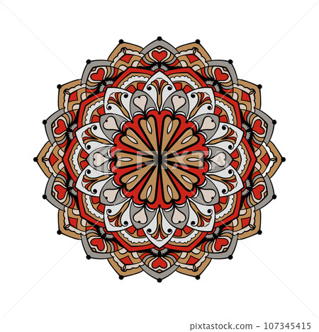 Mandala. Ethnic decorative element in circle. Hand drawn pattern. Mandala. Ethnic decorative element in circle. Hand drawn pattern. 107345415