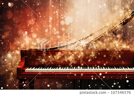 Piano christmas background. 107346576