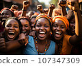 African girls cheering. Generated with AI 107347309