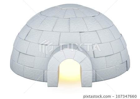 Igloo, front view. 3D rendering 107347660