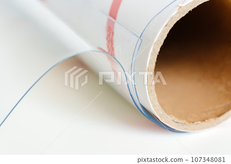 roll of PVC film. polymeric material made of polyvinyl chloride. roll of PVC film. polymeric material made of polyvinyl chloride. 107348081