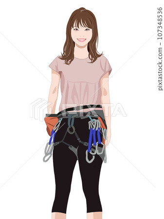登山女孩站立圖 登山女孩站立圖 107348536