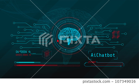 Hologram of digital brain with artificial intelligence, neural network concept. Hologram of digital brain with artificial intelligence, neural network concept. 107349016