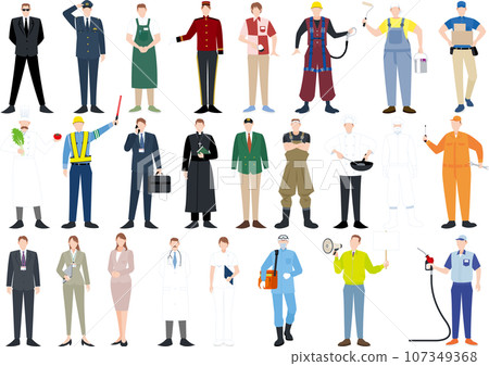 穿著各種職業制服的人的插圖集 穿著各種職業制服的人的插圖集 107349368