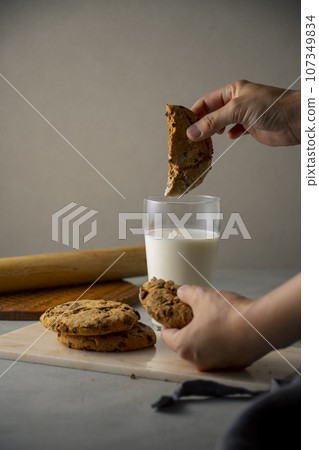 hand, milk, cookie 107349834
