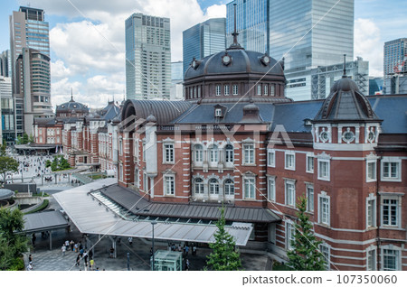 Station building and skyscrapers seen from the rooftop garden 107350060
