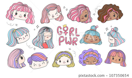 Cute Girl Empowerment Collection. Fashion, Diversity, and Happiness Cute Girl Empowerment Collection. Fashion, Diversity, and Happiness 107350654