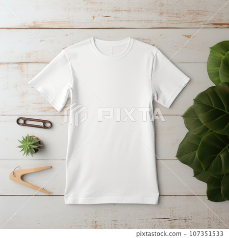 Blank t shirt mockup. Template blank shirt top view. background with composition frame. AI Generative. 107351533