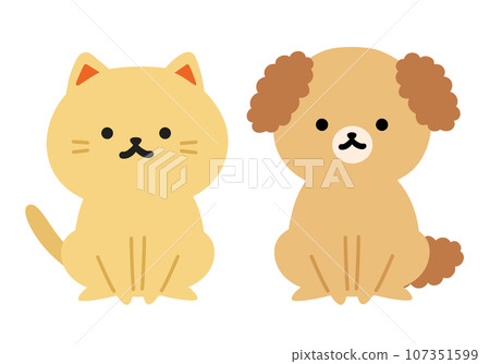 簡單可愛的狗和貓插畫 簡單可愛的狗和貓插畫 107351599