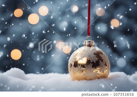 white christmas ball on snow white christmas ball on snow 107351658