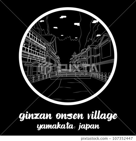 Circle Icon lineGinzan Onsen Village. vector illustration 107352447
