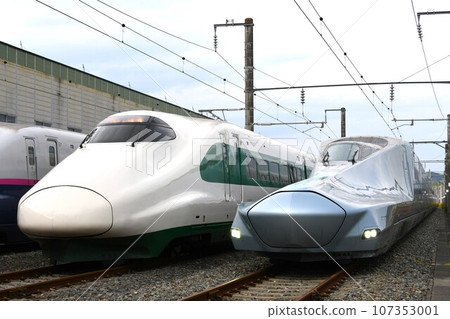 E2 series and E956 type ALFA-X parked at the depot 107353001
