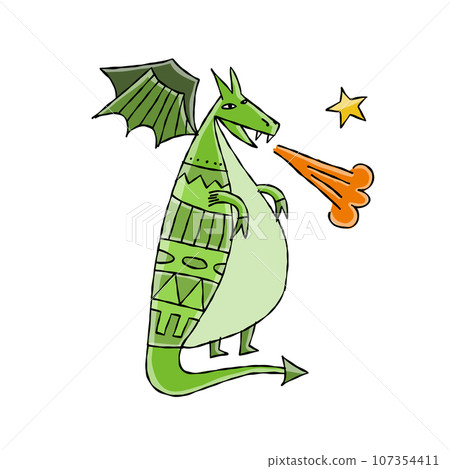 Funny Dragon character isolated on white. Symbol of Chinese New Year 2024 for your design Funny Dragon character isolated on white. Symbol of Chinese New Year 2024 for your design 107354411
