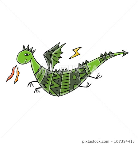 Funny Dragon character isolated on white. Symbol of Chinese New Year 2024 for your design Funny Dragon character isolated on white. Symbol of Chinese New Year 2024 for your design 107354413