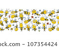 Funny Bees family. Beehive seamless pattern background for your design Funny Bees family. Beehive seamless pattern background for your design 107354424