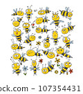 Funny Bees family. Beehive for your design Funny Bees family. Beehive for your design 107354431