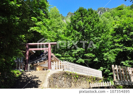 長野市、戶隱神社奧社本殿、深綠和戶隱山 107354895