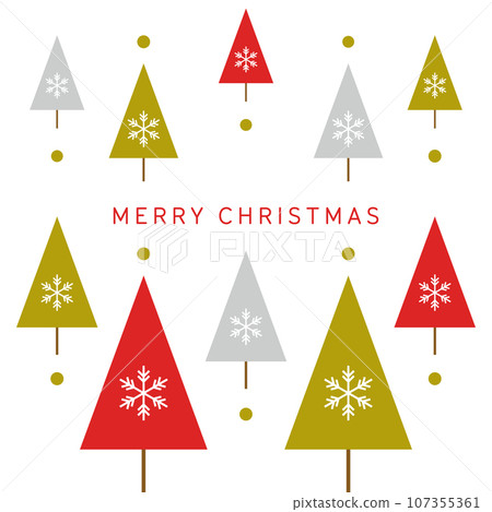Simple and stylish Christmas tree and snowflake illustration 107355361