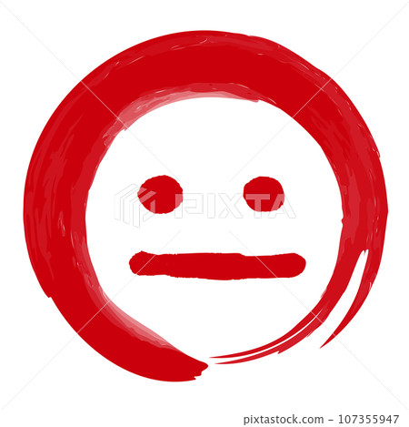 畫筆圓圈中的臉部表情表情符號(面無表情、煩惱) 畫筆圓圈中的臉部表情表情符號(面無表情、煩惱) 107355947
