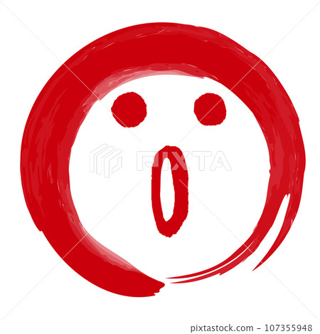 Emoji mark of facial expression in a brush-drawn circle (surprised, impressed) Emoji mark of facial expression in a brush-drawn circle (surprised, impressed) 107355948