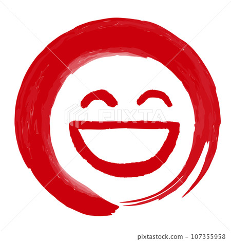 畫筆圓圈中的臉部表情圖釋標記(微笑) 畫筆圓圈中的臉部表情圖釋標記(微笑) 107355958