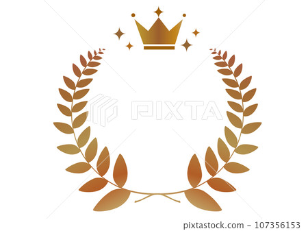 Simple ranking decorative frame with laurel and crown, laurel wreath 107356153