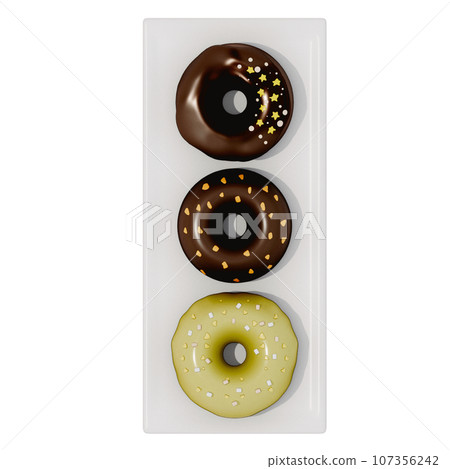 Donut illustration on transparent background . 3D rendering Donut illustration on transparent background . 3D rendering 107356242