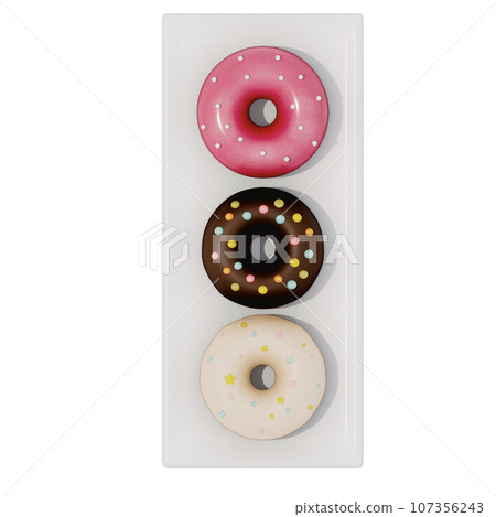 Donut illustration on transparent background . 3D rendering Donut illustration on transparent background . 3D rendering 107356243