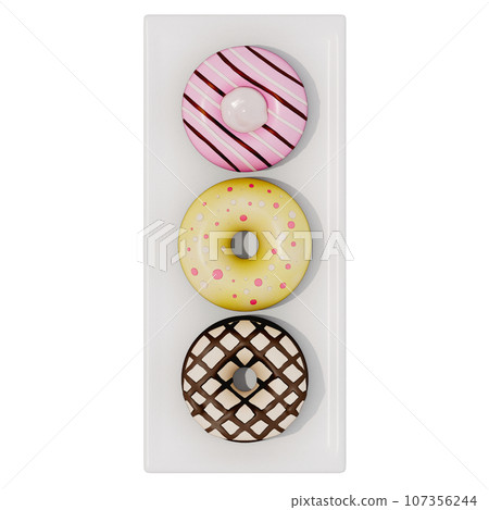 Donut illustration on transparent background . 3D rendering Donut illustration on transparent background . 3D rendering 107356244