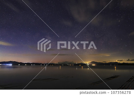 Seto Inland Sea's winter starry sky Scorpio and the Milky Way rising in the morning sky Seto Inland Sea's winter starry sky Scorpio and the Milky Way rising in the morning sky 107356278