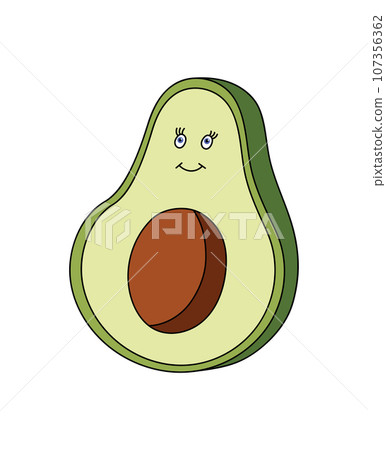kawaii cute avocado with a smile isolated on white background kawaii cute avocado with a smile isolated on white background 107356362