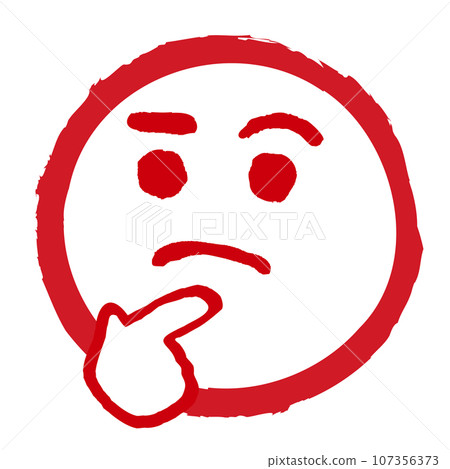 畫圈中的臉部表情表情標記（思考，思考） 107356373