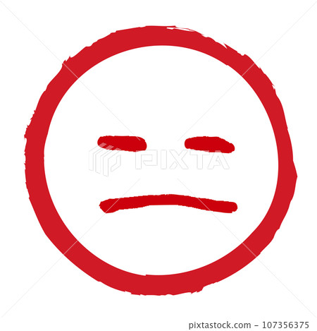 Emoji mark of facial expression in a brush-drawn circle (no expression, no heart) 107356375