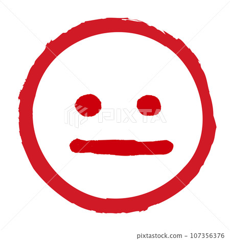 Emoji mark of a facial expression in a brush-drawn circle (expressionless, troubled) 107356376