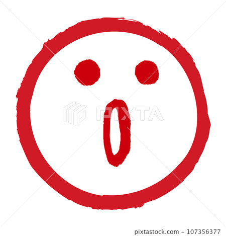 Emoji mark of facial expression in a brush-drawn circle (surprised, impressed) 107356377