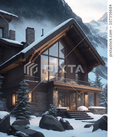 深山中的冬日小屋(AI 生成圖像) 深山中的冬日小屋(AI 生成圖像) 107356684