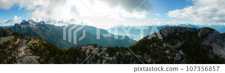 Canadian Mountain Landscape. Fall Season. Aerial Nature Background. Canadian Mountain Landscape. Fall Season. Aerial Nature Background. 107356857