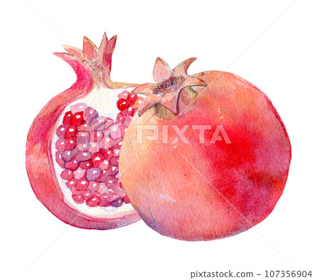 新鮮石榴汁水彩插圖 新鮮石榴汁水彩插圖 107356904
