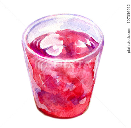 Fresh pomegranate juice watercolor illustration Fresh pomegranate juice watercolor illustration 107356912