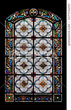 Stained glass window in the Saint Augustine church in Paris, France 107358205