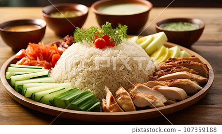Nasi Lemak is a traditional and very popular dish in the Asian region Nasi Lemak is a traditional and very popular dish in the Asian region 107359188