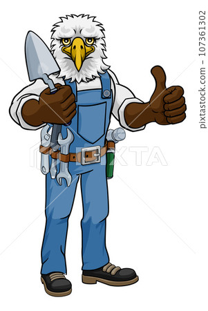 Eagle Bricklayer Builder Holding Trowel Tool Eagle Bricklayer Builder Holding Trowel Tool 107361302