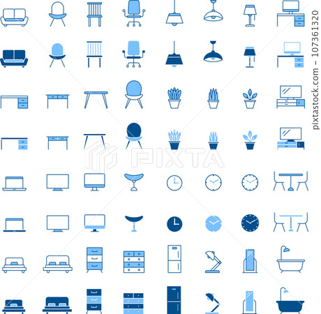 2 color interior icon set 107361320
