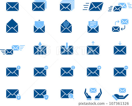 2 color silhouette email icon set - Stock Illustration [107361326] - PIXTA